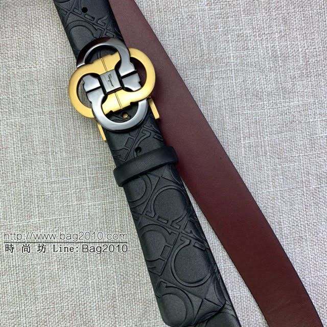 菲拉格慕男士皮帶 Ferragamo雙面牛皮紋理腰帶  jjp1926